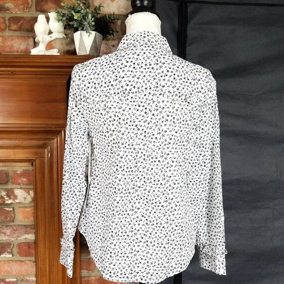 Court & Rowe White Black Mini Floral Print Button Up Blouse - Picture 3 of 9